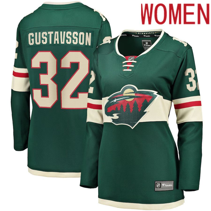 Women Minnesota Wild #32 Filip Gustavsson Fanatics Branded Green Home Breakaway Player NHL Jersey